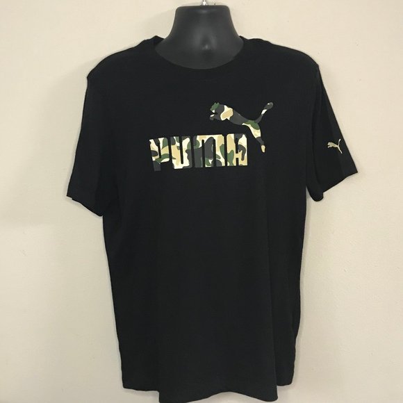 Puma Other - NWT PUMA CAMO LOGO AUTHENTIC MEN'S BLACK SHORT SLEEVE CREW NECK T-SHIRT SIZE L